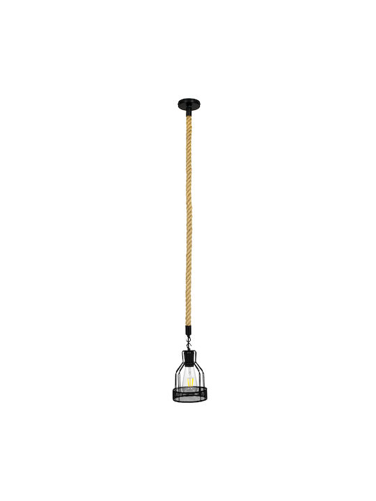 GloboStar Mason Pendant Light Black with Rope for Socket E27 25x15x24cm