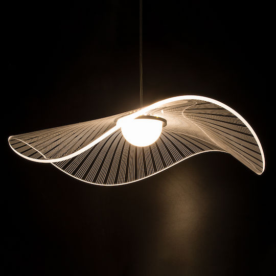 GloboStar Acrylica Висящо Таванно Осветително Тяло Черно LED с Регулируемо Бяло Светлина 66x66x15см