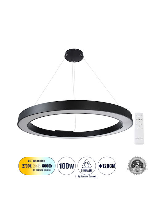 GloboStar Ra Pendant Light Black with Socket E27 127.5x127.5cm