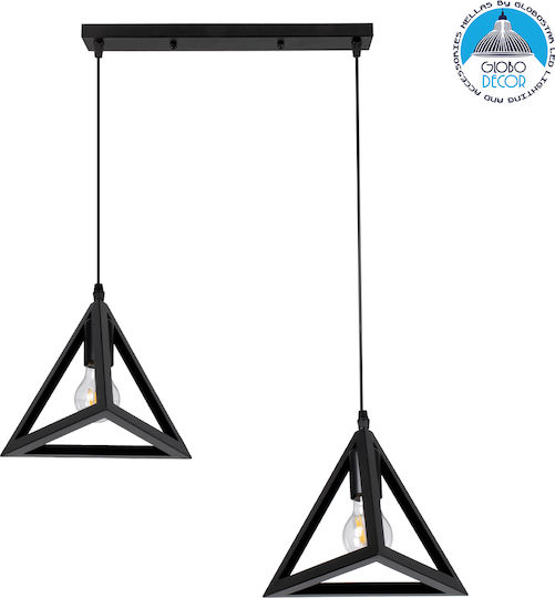 GloboStar Triangle Pendant Light Black Grid with Socket E27 60x22x130cm