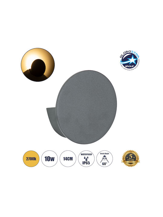 GloboStar Redondo Wall-Mounted Outdoor Ceiling Light LED IP65 10W with Warm White Light Double Beam