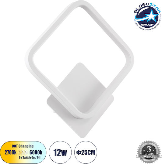 GloboStar Lena Modern Lumină de Perete cu LED Integrat și Lumină Alb Reglabil 25x29.5cm