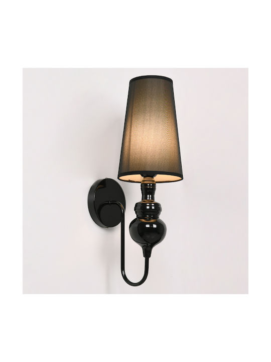 GloboStar Laura Modern Leuchte Wand mit Fassung E27 Schwarz 15x48cm