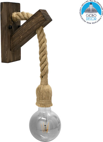GloboStar Vanity Vintage Wall Lamp with E27 Lamp Bulb Base Brown 15x30x30cm