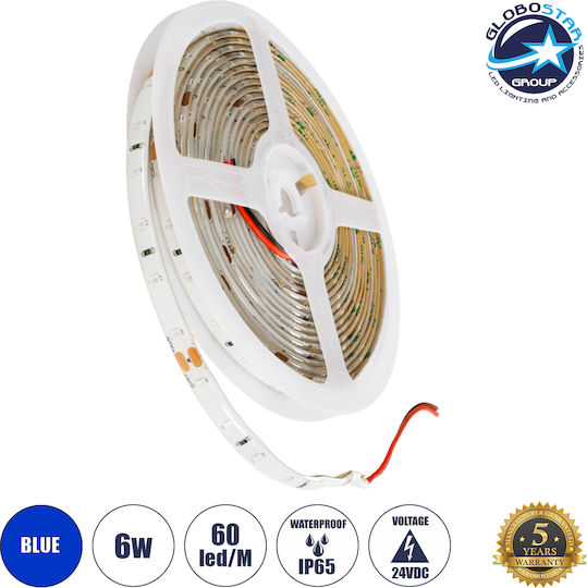 GloboStar Waterproof LED Strip 24V Blue Light 1m Type SMD2835