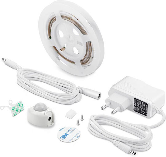 GloboStar Waterproof LED Strip 12V Natural White Light 1.2m Type SMD2835 with Power Supply