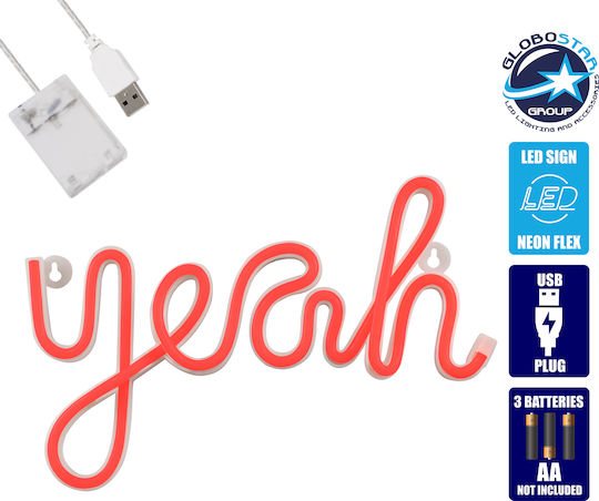 GloboStar Neon Διακοσμητικό Φωτιστικό Yeah LED