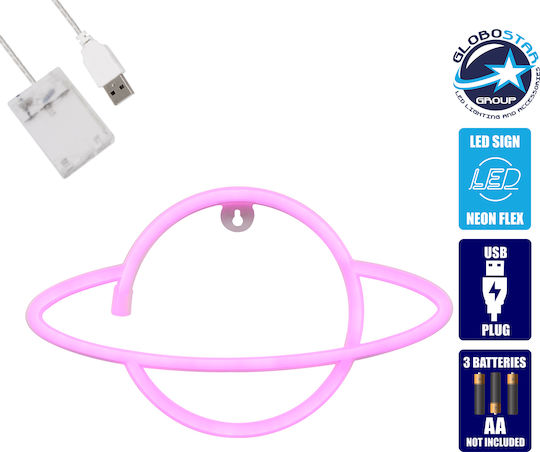 GloboStar Planet Saturn Декоративна Лампа Фигура Розов