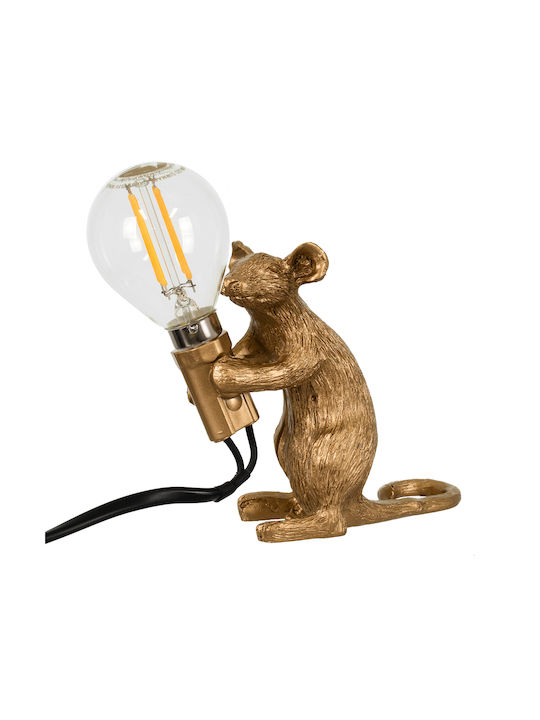 GloboStar Mouse Декоративна Лампа Фигура с Цокъл за Крушка E12 Златист