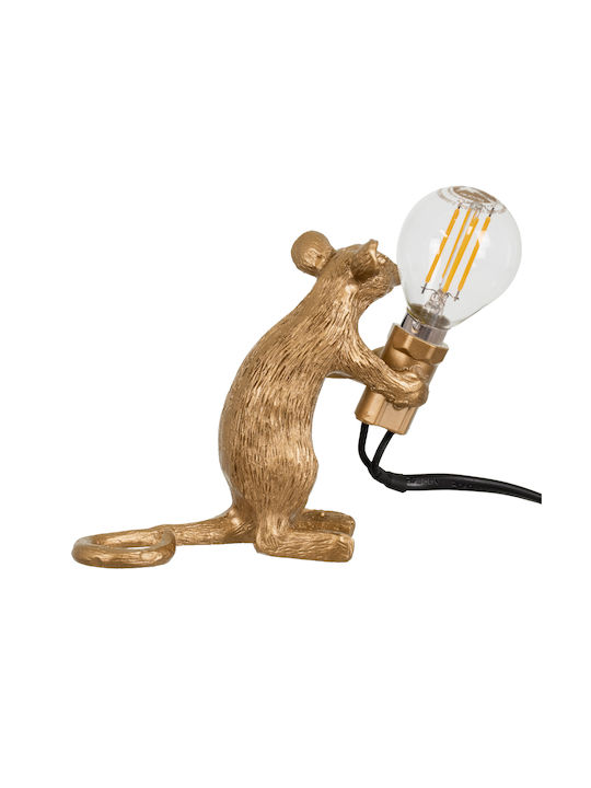 GloboStar Mouse Декоративна Лампа Фигура с Цокъл за Крушка E12 Златист