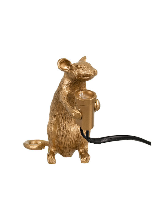 GloboStar Mouse Декоративна Лампа Фигура с Цокъл за Крушка E12 Златист