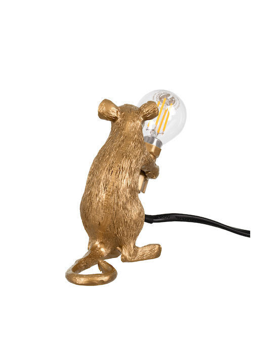 GloboStar Mouse Декоративна Лампа Фигура с Цокъл за Крушка E12 Златист