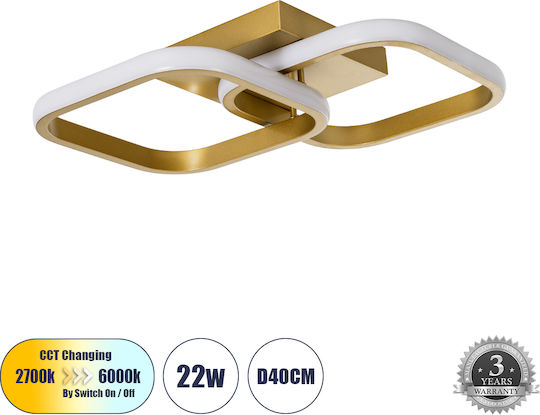 GloboStar Nora Deckenleuchte 24cm Gold mit Integrierter LED