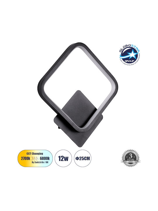 GloboStar Lena Modern Lamp Wall with Integrated LED and Adjustable White Light Black 25x29.5cm