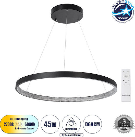 GloboStar Diamond Висящо Осветително Тяло Черен 68x68см.