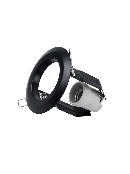 GloboStar Acida Round Metallic Recessed Spot with Socket E27 Black 11x11cm. 1pcs