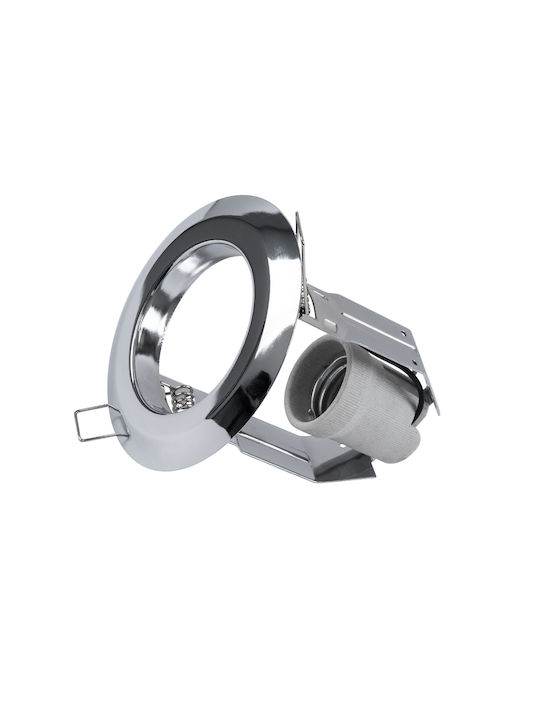 GloboStar Acida Round Metallic Recessed Spot with Socket E27 Silver 11x11cm. 1pcs