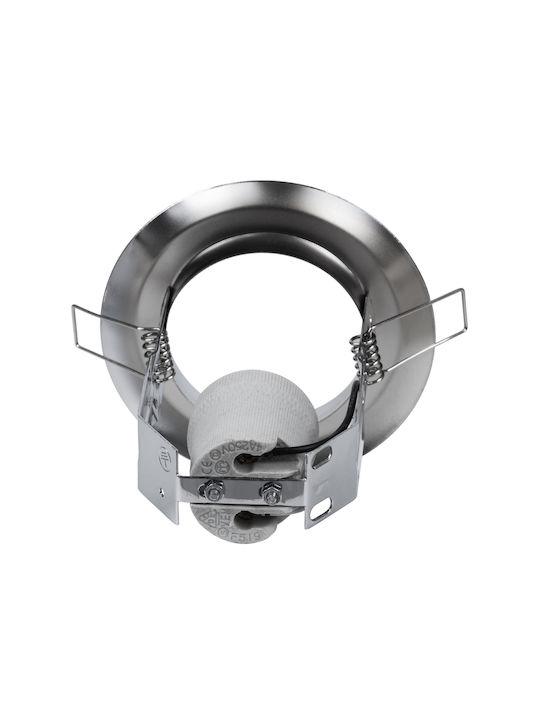 GloboStar Acida Round Metallic Recessed Spot with Socket E27 Silver 11x11cm. 1pcs