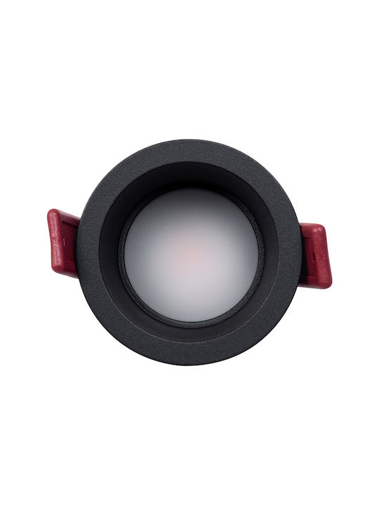 GloboStar Round Metallic Recessed Spot with Integrated LED and Warm White Light Black 6.6x6.6cm. 1pcs