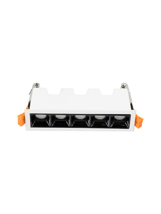 GloboStar Luminar Superior Rechteckig Metallisch Einbau Spot mit integriertem LED und Natürliches Weißes Licht Weiß 14.8x4.3cm. 1Stück
