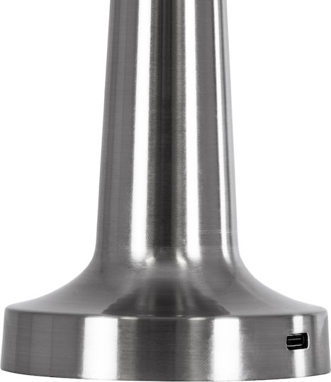GloboStar Nanna Kunststoff Tischlampe LED mit Weiß Schirm und Silber Basis