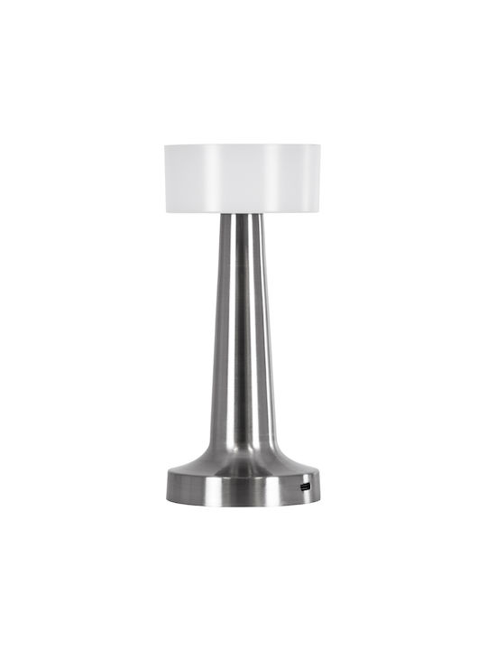 GloboStar Nanna Kunststoff Tischlampe LED mit Weiß Schirm und Silber Basis
