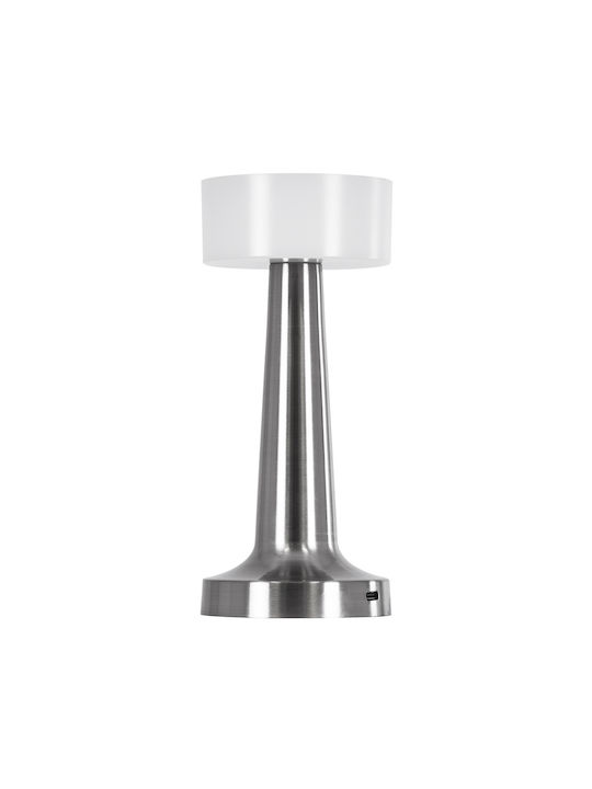 GloboStar Nanna Kunststoff Tischlampe LED mit Weiß Schirm und Silber Basis