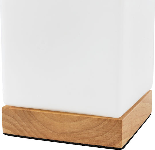 GloboStar Wood Table Lamp for Socket E27 with White Shade and Beige Base