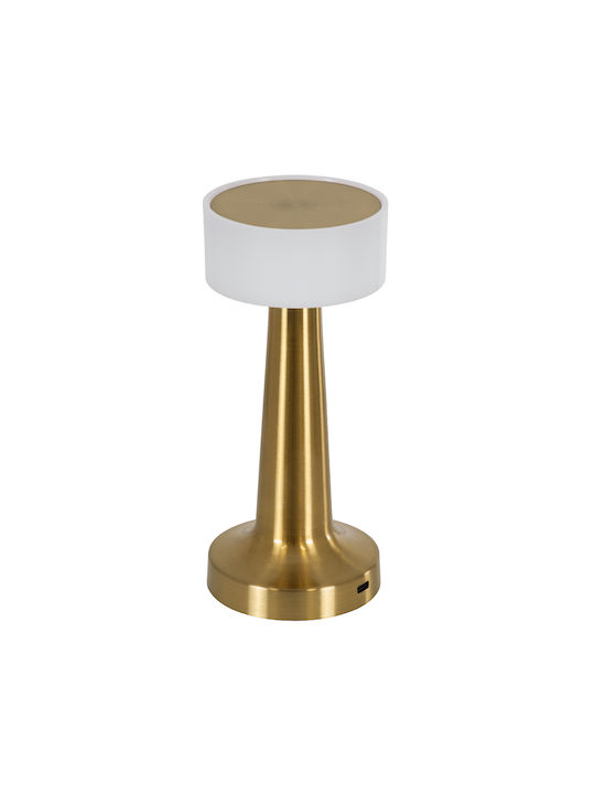 GloboStar Nanna Kunststoff Tischlampe LED mit Weiß Schirm und Gold Basis