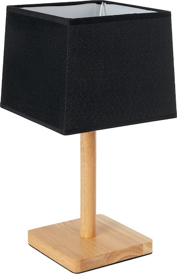 GloboStar Wood Table Lamp for Socket E27 with Black Shade and Beige Base