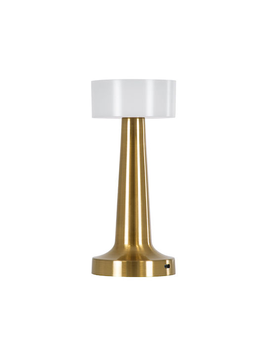 GloboStar Nanna Kunststoff Tischlampe LED mit Weiß Schirm und Gold Basis