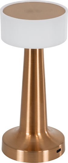 GloboStar Nanna Kunststoff Tischlampe LED mit Weiß Schirm und Kupfer Basis