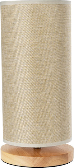 GloboStar Valverde Wood Table Lamp for Socket E27 with Beige Shade and Base