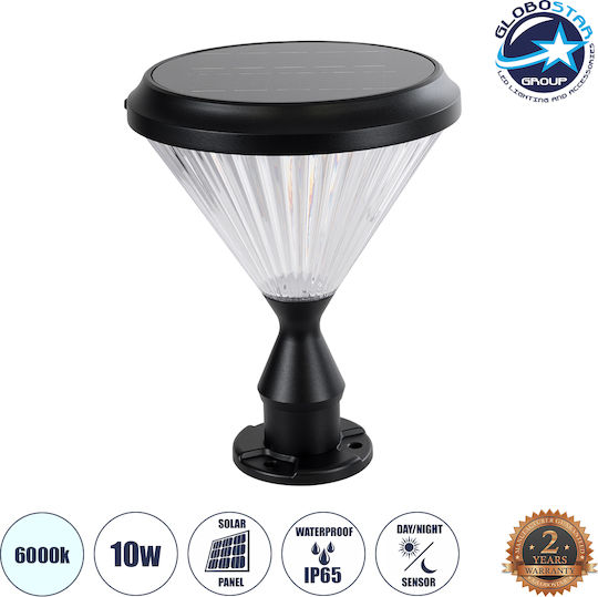 GloboStar Ηλιακό Φωτιστικό Δαπέδου Κολωνάκι 10W 330lm Ψυχρό Λευκό 6000K με Φωτοκύτταρο IP65 26x26x33εκ.