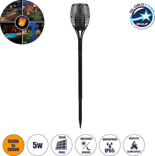 GloboStar Καρφωτό Ηλιακό Φωτιστικό Πυρσός 5W 250lm Ρυθμιζόμενο Λευκό με Αισθητήρα Κίνησης και Φωτοκύτταρο IP65