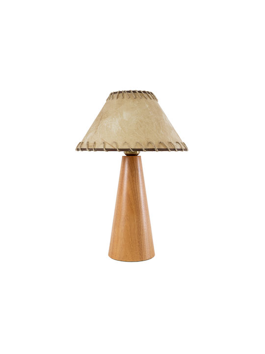 GloboStar Wood Table Lamp for Socket E27 with Beige Shade and Base