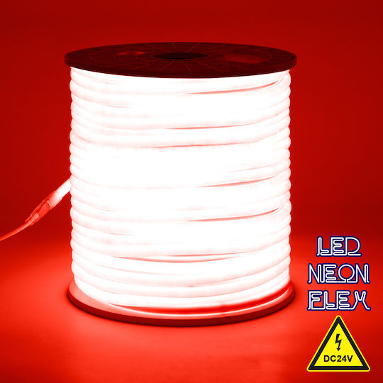GloboStar Rezistent la apă Bandă LED 24V Roșu Lumină 1m Neon Flex