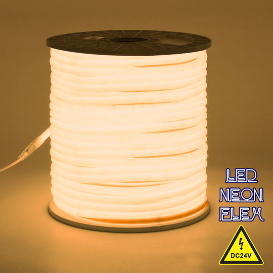 GloboStar Водоустойчива LED Лента 24V Топло бяло Светлина 1м Неон Флекс