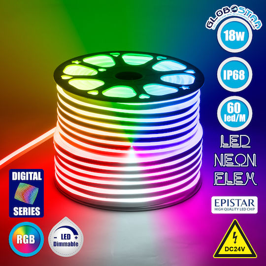 GloboStar Αδιάβροχη Ταινία LED 24V RGB Φως 1m Neon Flex