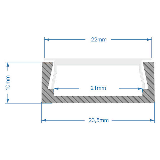 GloboStar External Aluminum Profile for LED Strip with Opal Cover 100x2.3x1cm