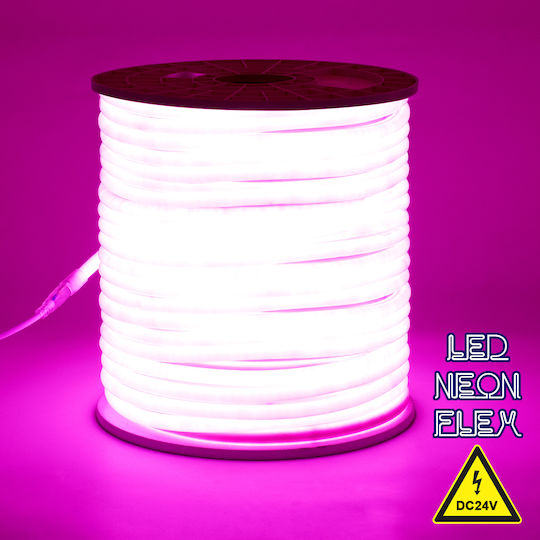 GloboStar Αδιάβροχη Ταινία LED 24V Ροζ Φως 1m Neon Flex