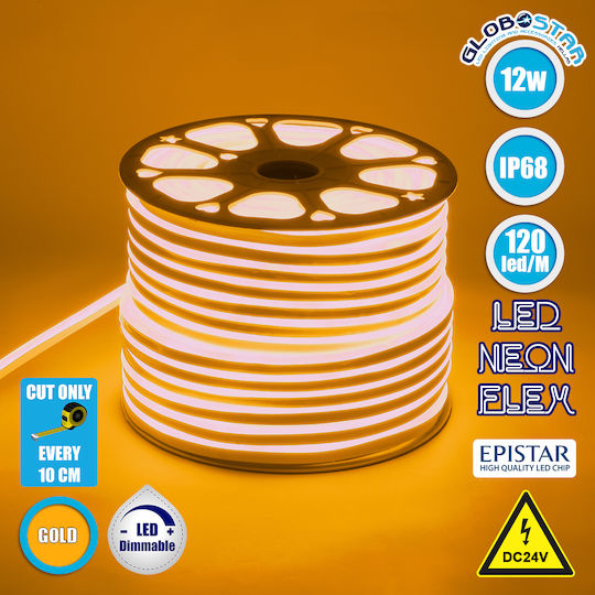 GloboStar Waterproof LED Strip 24V Warm White Light 1m Neon Flex