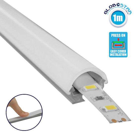 GloboStar External Aluminum Profile for LED Strip with Opal Cover 100x1.5x1.5cm