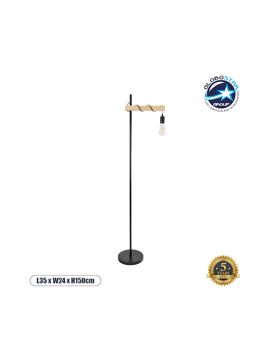 GloboStar Mindelo Floor Lamp H150xW35cm. with Socket for Bulb E27 Black