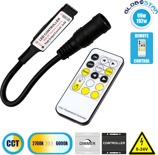 GloboStar Ασύρματο Controller για Ρυθμιζόμενο Λευκό RF με Τηλεχειριστήριο 73354
