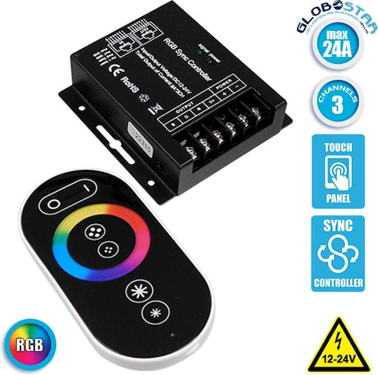 GloboStar Fără fir RGB Controller Tactil RF: RF (Radiofrecvență) cu Telecomandă 2.4G 73410
