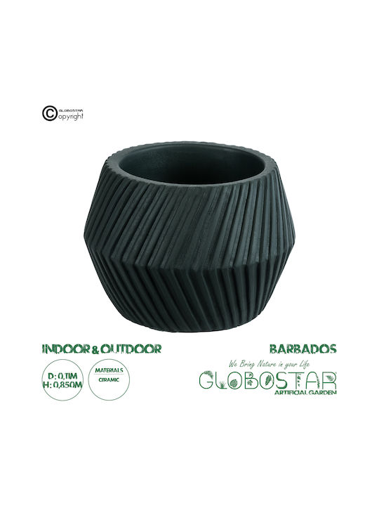 GloboStar Artificial Garden Barbados Planter Ceramic Black 11x11x8.5cm.