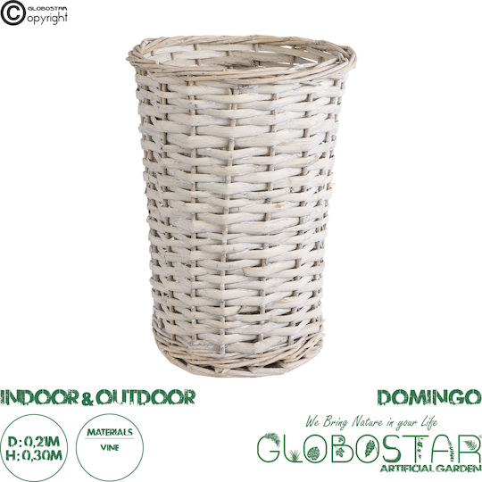 GloboStar Artificial Garden Domingo Κασπώ Ξύλινο Λευκό με Βάση 21x21x30εκ.