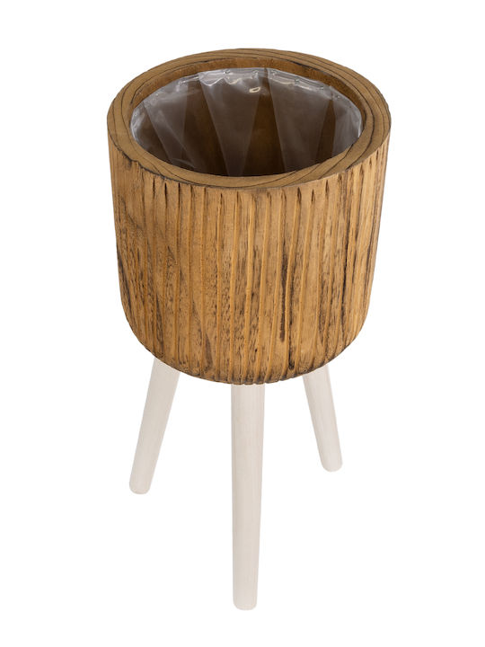 GloboStar Planter Wooden Brown with Stand 22x22x46cm.