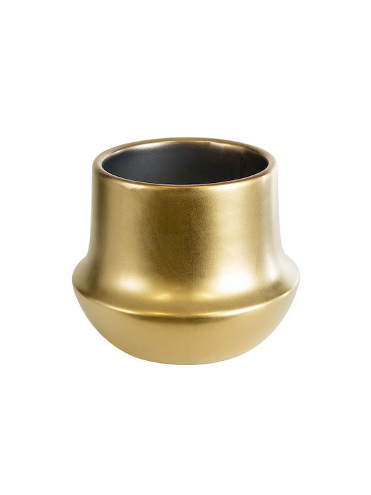 GloboStar Kerkyra Übertopf Keramik Gold 15x15x12.5εκ.